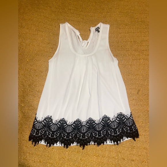 Express Tops - White Express Blouse with Lace Trim